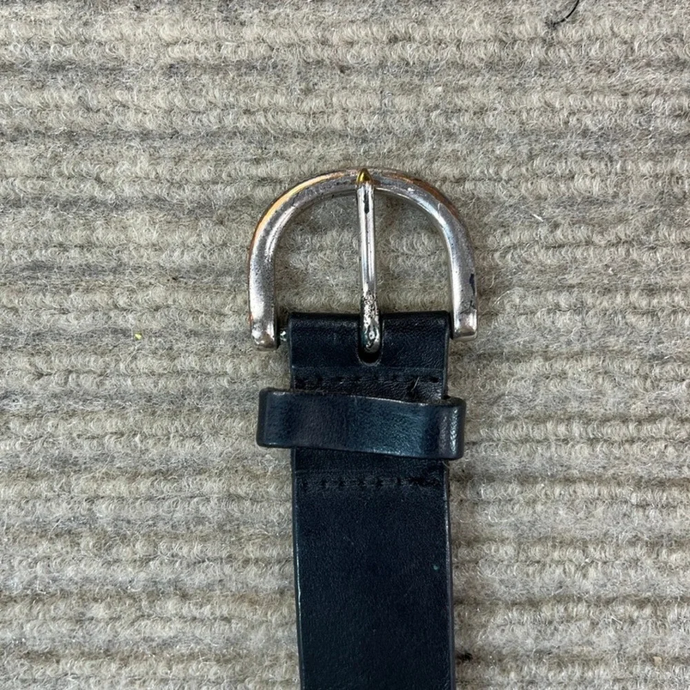 Old Navy Mens Black Italian Leather Belt Silver Buckle Made in USA Size 3XL